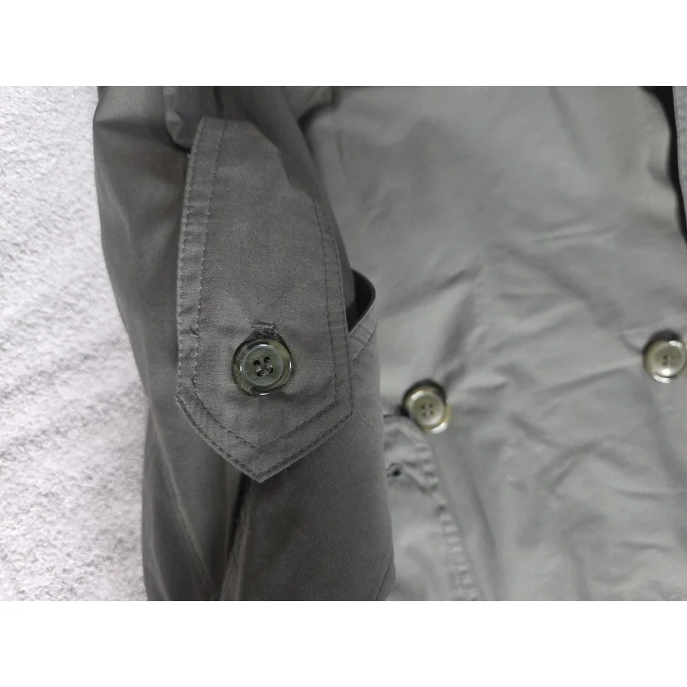 John Weitz Vtg Mens Double Breasted Trench Coat 42L Olive Grey Duster